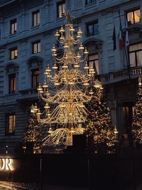 Dior Christmas Tree, Dior Christmas, Christmas Tree Inspo, Tree Restaurant, Traditional Christmas Tree, Aesthetic Christmas, 2024 Christmas, Christmas Trends, Art Installation