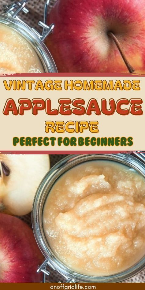 Are you new to canning and preserving? If so, start by making your own homemade applesauce with this vintage recipe. Making applesauce from scratch is a great introduction to homesteading. It's simple, rewarding, and a delicious way to store apples for the long term. Visit anoffgridlife.com for more apple recipes. Applesauce Recipes Canning, Best Apples For Applesauce, Apples For Applesauce, Applesauce Recipes, Making Applesauce, Homestyle Meals, Apple Storage, Canning Applesauce, Homemade Applesauce Recipes