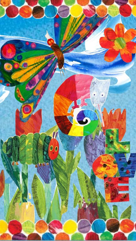 #cbcbookweek #bookweek #ericcarle Eric Carle Wallpaper, Hungry Caterpillar Butterfly, Eric Carle Art, Preschool Rooms, The Very Hungry Caterpillar, Eric Carle, Very Hungry, Book Week, Very Hungry Caterpillar