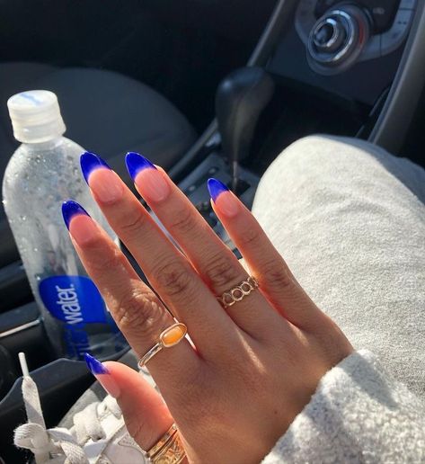 Blue Acrylic Nails, Drip Nails, Baddie Nails, French Acrylic Nails, Cute Gel Nails, Tip Nails, Gem Nails, Coffin Nails Designs, Fire Nails