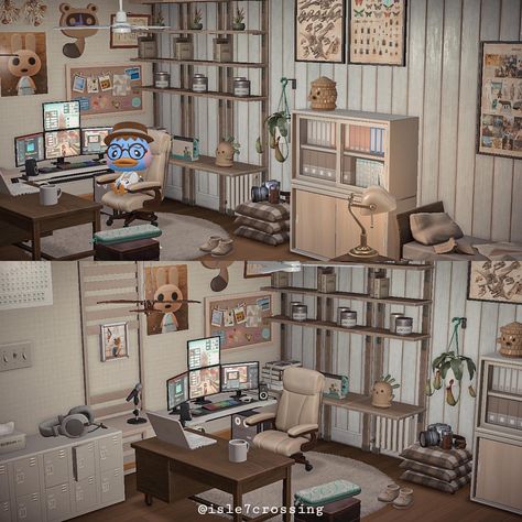 mia on Instagram: “💙Pate requested a game room weeks ago but I was stuck. Now she’s set up and became a streamer, living her dreams 💕 I’d love to have a work…” Gallery Acnh, Animal Crossing Gaming Room, Acnh Home Interior, Acnh Hhp Homes, Acnh House Interior, Acnh Gaming Room, Clean Core, Acnh Interior, Acnh Hhp