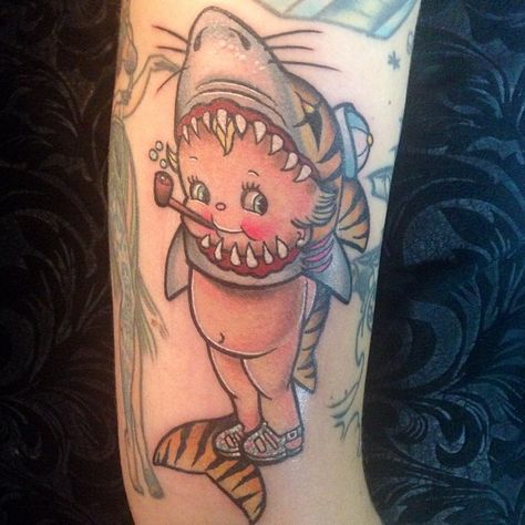 Kewpie Doll Tattoo, Kewpie Tattoo, Doll Reference, Old School Tattoos, Tattoo Tiger, Whimsical Tattoos, Tattoos And Meanings, Tattoo Themes, Doll Tattoo