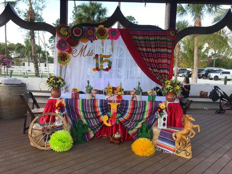 Mexican Theme Quinceanera Decor, Charro Quinceanera Centerpieces, Quince Decorations Mexican, Mexican Party Backdrop, Mexican Theme Centerpieces Ideas, Mariachi Theme Party, Mexican Theme Backdrop Ideas, Mexican Quinceanera Ideas Decoration, Mexican Theme Quinceanera