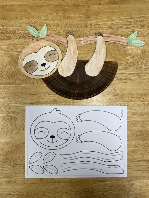 Jungle Paper Plate Craft, Preschool Animals Craft, Preschool Jungle Animal Crafts, Sloth Paper Plate Craft, Rainforest Ideas For Preschool, The Great Jungle Journey Vbs Crafts, Easy Jungle Animal Crafts, Jungle Theme Ideas For Preschool, Paper Plate Jungle Animals