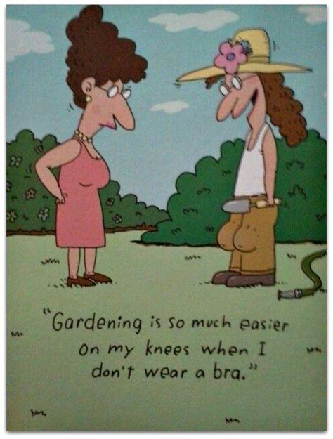 Gardening braless Gardening Humor, Monday Memes, Quotes Spiritual, Funny Cartoon Pictures, Hilarious Humor, Garden Quotes, Pallet Outdoor, Girls Rules, Nature Quotes