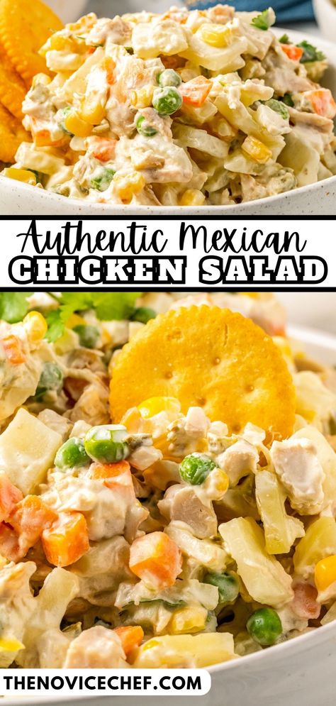 Chicken Salad Tostadas Mexican, Chicken Salad Tostadas, Mexican Chicken Salad, Canned Veggies, Easy Potluck Recipes, Mexican Chicken Salads, Easy Potluck, Comfort Casseroles, Best Mexican Recipes