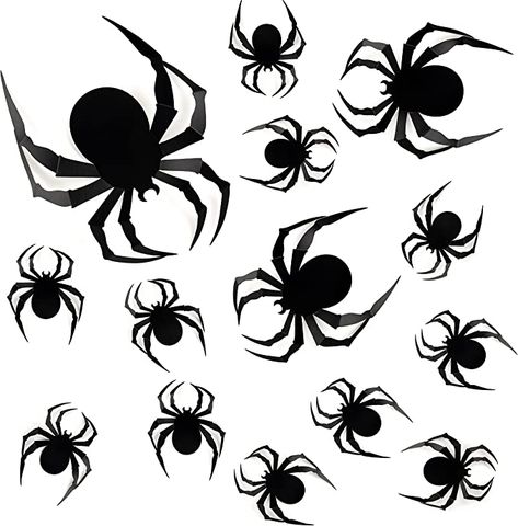 Coogam 60 PCS Halloween 3D Spiders Decoration, Scary Realistic Black Spider Sticker DIY Windows Wall Decal for Home Decor Bathroom Indoor Hallowmas Party Supplies Diy Windows, Spider Sticker, Bat Decorations, Spider Web Decoration, Spider Decorations, Scream Halloween, Home Decor Bathroom, Halloween 3d, Halloween Scene