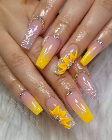 Trend Ideas, Sunflower Nails, Nagellack Trends, Nail Trend, Coffin Nails Long, Halloween Nail Art, Yellow Nails, Coffin Nails Designs, Beautiful Nail Art