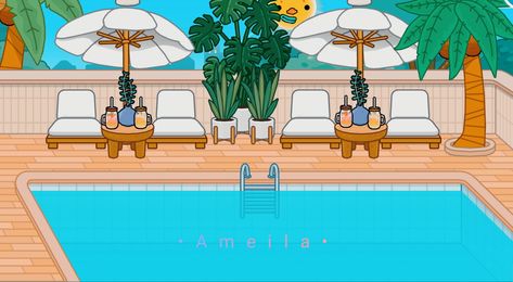 Aesthetic pool area🏊 Toca Boca Swimming Pool Ideas, Toca Boca Vacation Pool Villa Ideas, Aesthetic Tocaboca, Slime Recipies, Swimming Quotes Funny, Swimmer Quotes, Swim Quotes, Goggles Swim, Aesthetic Pool