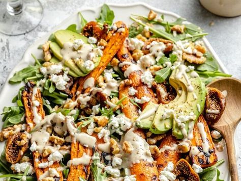 8 Blue Zone Recipes for Quick and Easy Lunches Fig Goat Cheese, Grilled Carrots, Salad With Avocado, Ambitious Kitchen, Grilled Fruit, Fun Salads, Carrot Salad, Blue Zone, Tahini Dressing