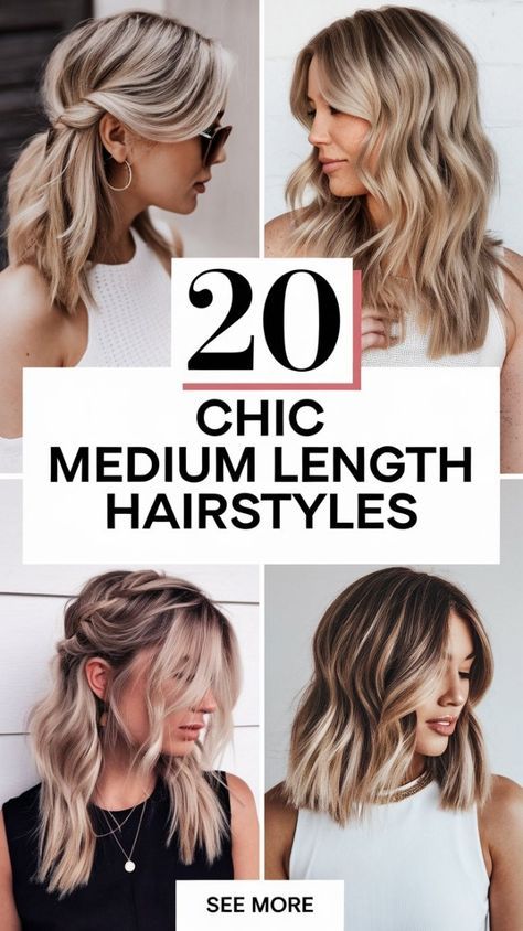 Hairstyles For Medium Blonde Hair, Chest Length Hairstyles, Simple Hairdos For Medium Hair, How To Style Medium Length Hair, Mid Length Hair Styles, Easy Medium Length Hairstyles, Mid Length Blonde Hair, Smokey Hair, Braided Summer Hairstyles