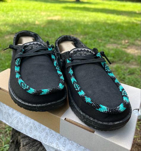 How To Put Beads On Hey Dudes, Beaded Hey Dude Shoes, Beaded Dudes, Beaded Hey Dudes, Hay Dudes, Beaded Clothes, Custom Hey Dudes, Western Fashion Jewelry, Beads Clothes