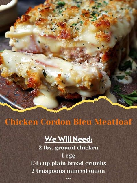 Paula Deen Family kitchen | Chicken Cordon Bleu Meatloaf | Facebook Savory Chicken Cordon Bleu Meatloaf, Chicken Cordon Bleu Meatloaf, Tai Food Recipes, Easy Crockpot Mac And Cheese Recipe, Chicken Terrine, Nonna Pia, James Martin Recipes, Terrine Recipe, Cheese Stuffed Meatloaf