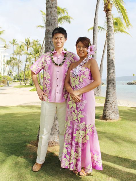 Hawaiian Costume For Men, Polynesian Dresses, Hawaiian Wedding Dresses, Hawaiian Luau Dress, Matching Hawaiian Outfits, Island Wedding Dresses, Hawaiian Clothes, Tiki Fashion, Hawaiian Wear