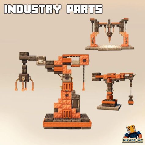 Minecraft Mechanical Builds, Minecraft Industrial Decoration, Minecraft Factory Steampunk, Minecraft Industry Building, Minecraft Industrial Factory, Minecraft Scaffolding Ideas, Minecraft Building Ideas Industrial, Minecraft Steampunk House Ideas, Minecraft Steampunk Decoration