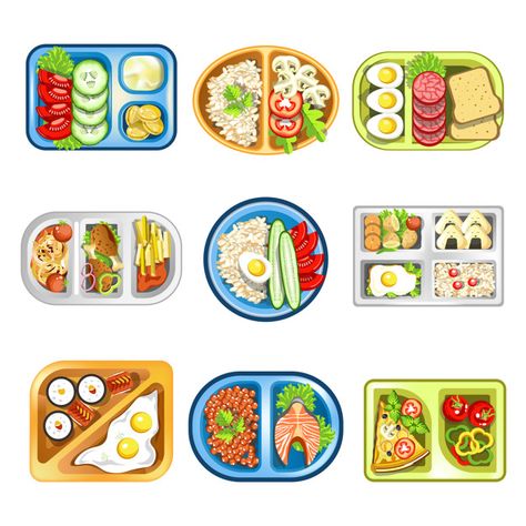 Nutritious complex lunches in convenient plastic trays set Premium Vector | Premium Vector #Freepik #vector #food #education #fish #pizza Fish Pizza, Accessoires Barbie, Food Education, Barbie Printables, Drawn Fish, Barbie Paper Dolls, Food Infographic, Fruit Vector, Food Sketch