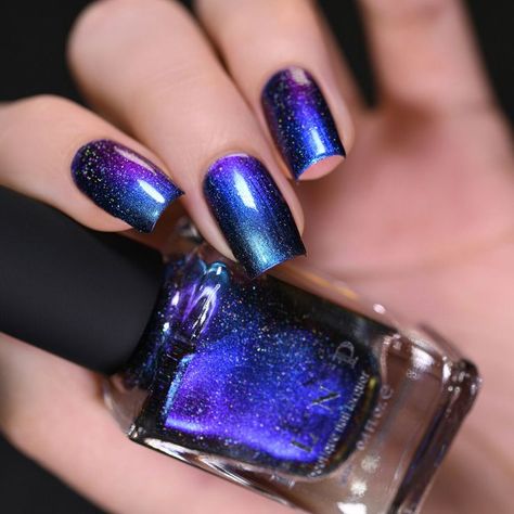 ILNP Shockwave (H) - Vivid Blue to Purple Holographic Ultra Chrome Nail Polish Sparkling Nails, Ilnp Nail Polish, Sparkle Nail Polish, Chrome Nail Polish, Purple Holographic, Pretty Nail Polish, Chrome Nail, Galaxy Nails, Holographic Nail Polish