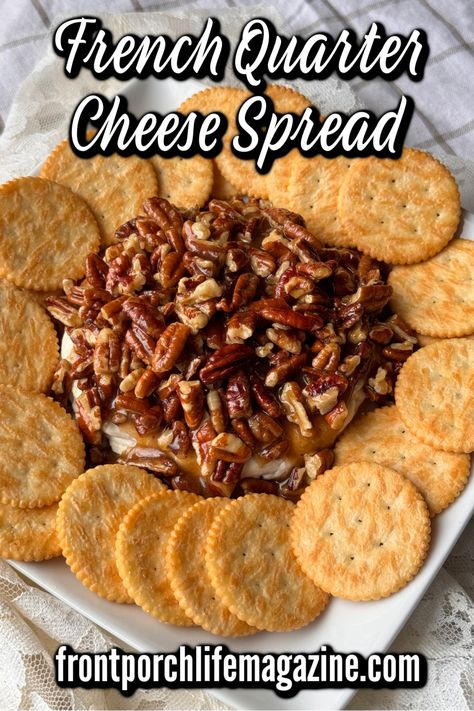 French Quarter Cheese Spread recipe is a sweet and savory appetizer that is out of this world delicious! It is made with cream cheese, toasted pecans, and a wonderful sauce. Perfect for any holiday or gathering or make it anytime for family. French Quarter Dip Recipe, French Quarter Cheese Spread, French Quarter Cheese Spread Belly Full, French Quarter Pecan Cheese Spread, Cheese Ball Old English, Pub Cheese Spread, Cheese Logs, Cream Cheese Spread Recipes, Cheese Spread Recipes