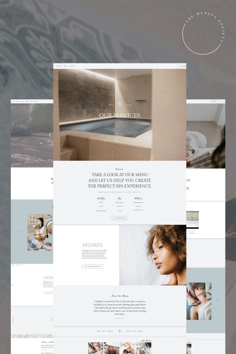 Unleash the power of The MedSpa Society's Website templates – tailored for MedSpa, Aesthetics, and Beauty businesses. Elevate your online presence with the Collective template: classic, coastal, and fully customizable. No code needed, just drag & drop for a conversion-driven, SEO-ready, and responsive site. Bring the ambiance of your space to life without breaking the bank! Medspa Marketing, Med Spa Marketing, Marketing Portfolio, Marketing Case Study, Logo Design Website, Logo Colors, Modern Website Design, Classic Coastal, Strategy Design