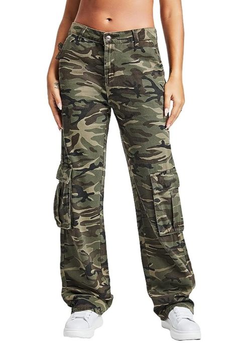 Cargos latest collection Army Pants, Denim Jeans Fashion, Camo Cargo Pants, Womens Camo, Jeans High Waist, Cargo Jeans, Denim Trousers, Wide Leg Denim, Camo Print