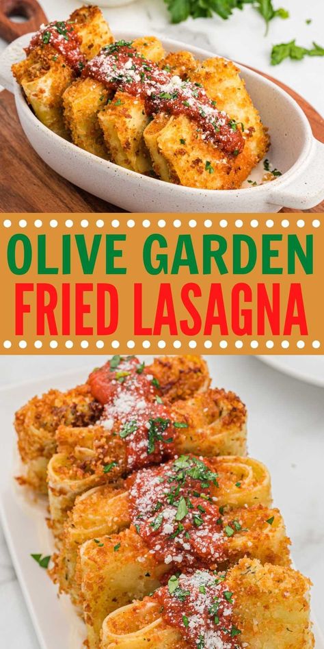 Olive Garden Fried Lasagna Recipe - Eating on a Dime Fried Lasagna, Leftover Lasagna, Vegetarian Alfredo, Lasagna Rolls Recipe, Chicken Lasagna Recipe, Fried Mac And Cheese, Eating On A Dime, Cheesy Appetizer, Lasagna Ingredients