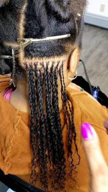 Mini Twists With Human Hair Extensions, Sister Locs With Extension, Micro Loc Extensions Permanent, Loc Extensions Permanent, Locs Ideas, Cornrows Braids For Black Women, Micro Twists, Curly Extensions, Micro Locs