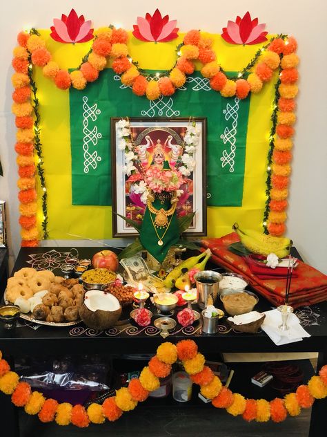 Rangoli Backdrop Decoration, Simple Pooja Backdrop Ideas, Decoration For Lakshmi Pooja At Home, Simple Puja Decoration At Home, Vaibhav Lakshmi Pooja Decoration, Varalaxmi Vratham Decoration, Varalakshmi Vratam Decoration, Backdrop Painting Ideas, Haritalika Pooja Decoration