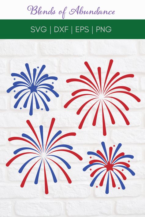 Patriotic Fireworks SVG, DXF, EPS, PNG by Blends of Abundance for all your creative summer projects! Fireworks Clipart, Fireworks Svg, Svg Ideas, Creativity Inspiration, Stickers Magnets, Summer Projects, Svg Designs, Free Clip Art, Svg Cricut