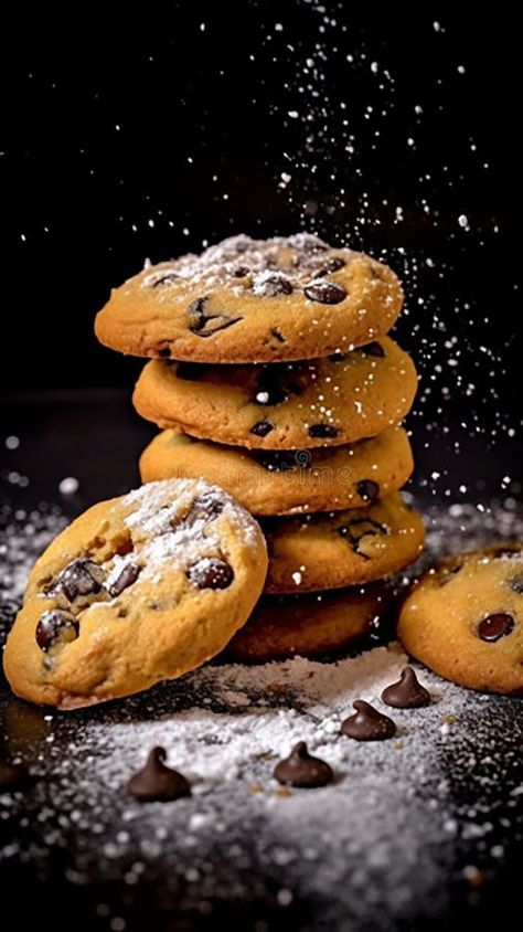 Cookies with chocolate on a black background stock image Cookies With Chocolate, Female Chef, Food Chocolate, Image Background, Chocolate Cookies, Chip Cookies, Chocolate Chip Cookies, Black Background, A Black