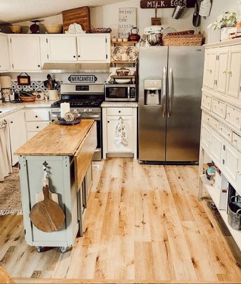 Tiny Farmhouse Living Room, Mobile Home Walls Makeover, Mobile Home Kitchen Remodel Single Wide, Mobile Home Interior Ideas, Single Wide Mobile Home Decorating, Farmhouse Mobile Home, Mobile Home Walls, Moble Homes, Mobile Home Redo