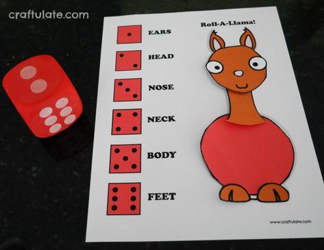 Roll-a-Llama Game - a free printable to go with any of the "Llama, Llama" books! Llama Llama Misses Mama, Llama Llama Books, Preschool Language Arts, Creative Curriculum Preschool, Llama Llama Red Pajama, Preschool Garden, Literature Activities, Library Themes, Preschool Language