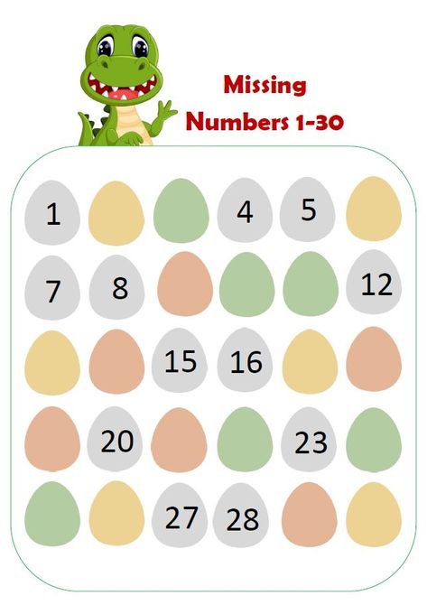 Missing Number 1 To 30 Worksheet, Missing Numbers 1-30 Worksheets, Worksheet On Missing Numbers, Numbers 1-30 Activities, Numbers 1-30 Worksheets, Missing Number Worksheets Kindergarten, Dinosaur Worksheets Free Printable, Theme Worksheet, Preschool Maths