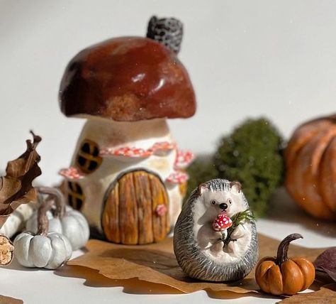 Air Dry Clay Hedgehog, Clay Hedgehog, Clay Autumn, July Aesthetic, Sunny Autumn Day, Sunny Autumn, Foam Clay, Air Clay, Clay Sculpture