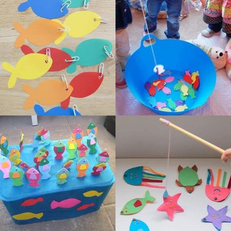 Feed The Fish Activity, Fishing Activities For Toddlers, Fishing Activities For Preschool, Ocean Dramatic Play, Fish Activities For Preschool, Preschool Designs, Fish Activities, Physical Activities For Kids, Baby Play Activities