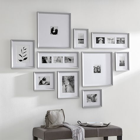 IconGreyGallerySet10SHS19 Photowall Ideas, Photo Wall Display, Frame Wall Collage, Grey Picture Frames, Frame Collage, Picture Gallery Wall, Gallery Wall Layout, Black Picture Frame, Family Wall Decor