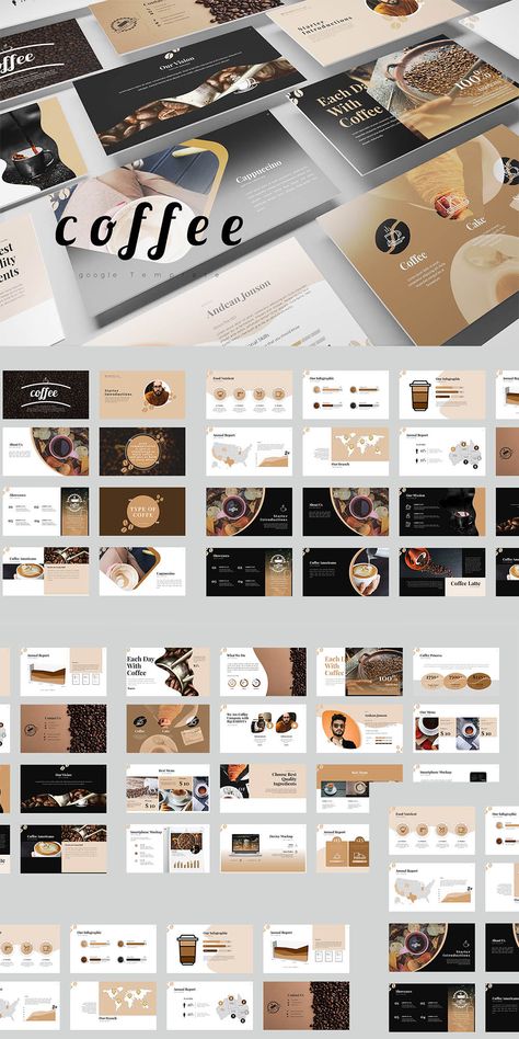 Coffee Layout Design, Coffee Presentation Design, Starbucks Presentation Template, Coffee Brochure Design Ideas, Good Powerpoint Presentation, Presentation About Myself, Brown Slide Template, Coffee Ppt Template, Coffee Magazine