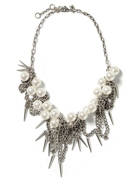 Pearl Spike Necklace Rock Chic Jewelry, Chloe 2024, Edgy Necklace, Necklace Product, Rock Necklace, Spike Necklace, Cowgirl Jewelry, Jewelry Showcases, Funky Jewelry