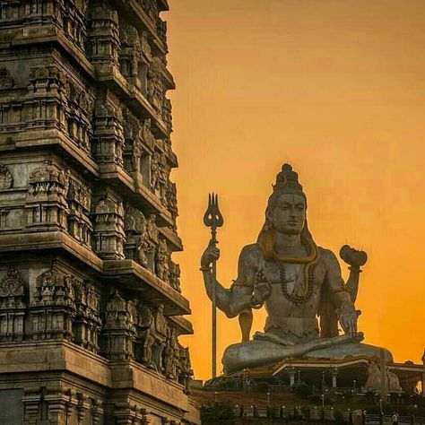 Murudeshwar Shiv Temple, Karnataka, India. Murudeshwar Temple, Temple India, Ancient Indian Architecture, Temple Photography, Eclectic Aesthetic, India Photography, Temple Architecture, Temple Art, Golden Temple