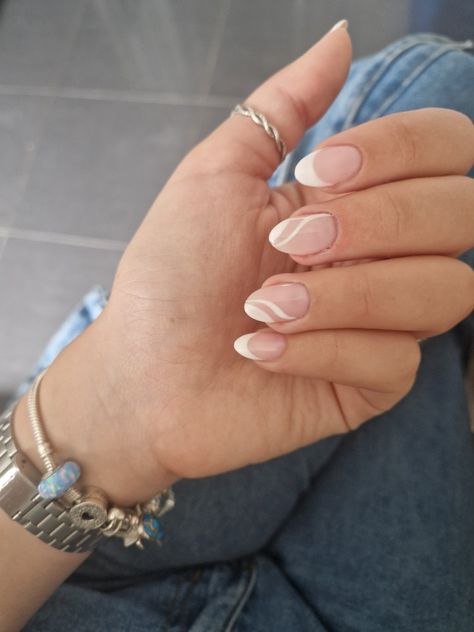 Cute Nail Designs Almond Shape Short, Almond Shape Cute Nails, Almond Shaped Nails Short Design, Cute Nails Short Almond Shape, Short Almond Acrylic Nails Elegant, Medium Nail Designs Almond, Really Short Nail Inspo Simple, Short Almond Nails Boho, Homecoming Nails Acrylic Almond