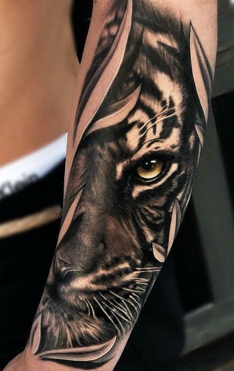 120 Tatuagens de Tigre Incríveis! [Masculinas e Femininas] | TopTatuagens Tiger Forearm Tattoo, Tato Realis, Panther Tattoos, Tiger Eyes Tattoo, Mangas Tattoo, Tiger Tattoo Sleeve, Leopard Tattoos, Lion Tattoo Sleeves, Panther Tattoo