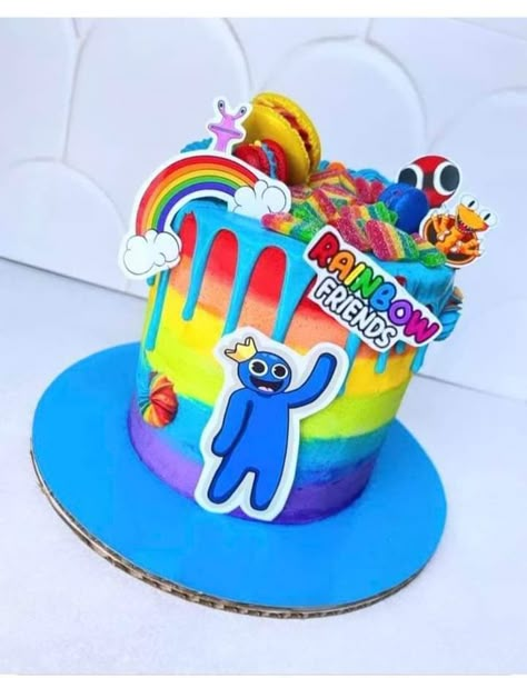 Rainbow Friends Birthday Decoration, Rainbow Friends Roblox Birthday Cake, Rainbow Friends Cake Ideas, Roblox Rainbow Friends Cake, Pastel Rainbow Friends, Rainbow Friends Cake, Rainbow Friends Birthday Party, Roblox Birthday Cake, Friends Birthday Cake