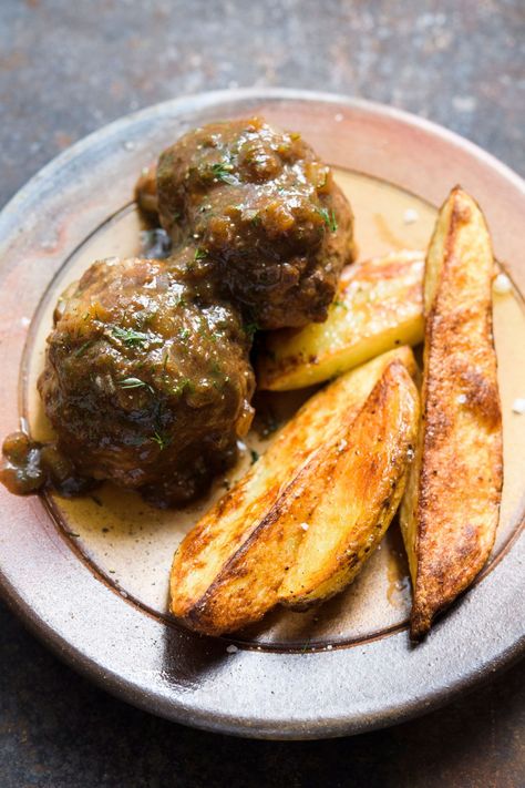 Belgian Meatballs (Boulets à la Liégeoise) from Christopher Kimball's Milk Street Belgium Meatballs, Belgian Meatballs, Milkstreet Recipes, Winter Flavors, Creamy Asparagus, Best Meatballs, Bitter Greens, Milk Street, Juice Concentrate