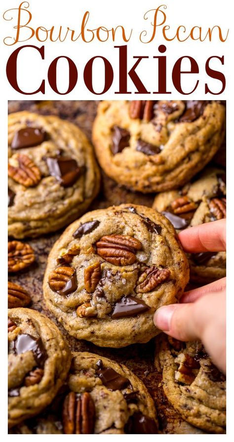 Rum Cake Cookies, Different Types Of Cookies Recipes, Kentucky Desserts, Bourbon Pecan Cookies, Brown Butter Bourbon, Bourbon Cookies, Butter Bourbon, Pecan Chocolate, Cookies Holiday