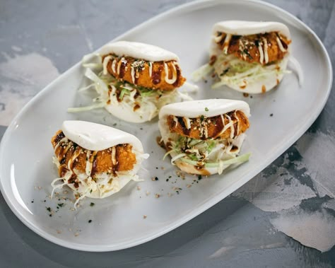 Katsu Sandwich, Season Recipes, Raw Prawns, Tonkatsu Sauce, Savoury Snacks, Sbs Food, Shrimp Tempura, Bao Buns, Baked Cheese