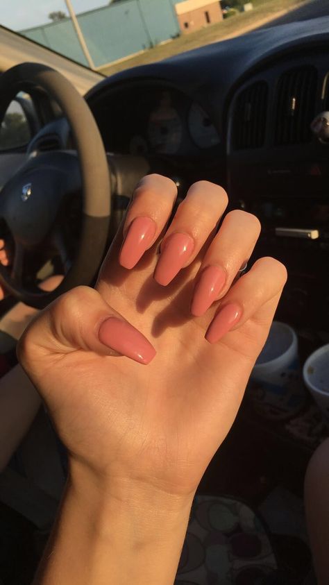 Peach Pink Nails, Peach Acrylic Nails, Coffin Acrylic Nails, Pink Acrylic Nails, Acrylic Nails Coffin, Peachy Pink, Nails Acrylic, Peach Pink, New Ideas