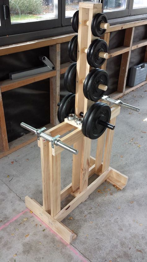 Wooden Dumbbell, Diy Dumbbell Rack, Dumbbell Tree, Diy Home Gym, Fitness Equipment, Gadget Gizmo S, Dumbbell Rack Diy, Woodworking Fitness, Diy Dumbbell ... Home Made Gym, Diy Gym Equipment, Gym Dumbbells, Home Gym Garage, Diy Gym, Diy Workout, Diy Home Gym, Basement Gym, Gym Room At Home