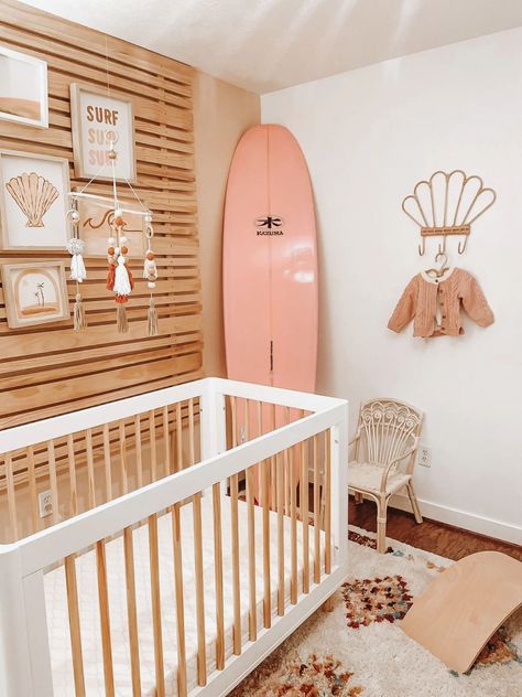 Seashell Rattan Hanger Beach Baby Rooms, Surf Nursery, Coastal Nursery, Beach Room Decor, Beach Nursery, Baby Nursery Inspiration, Ocean Nursery, Dream Beach Houses, Nursery Room Design