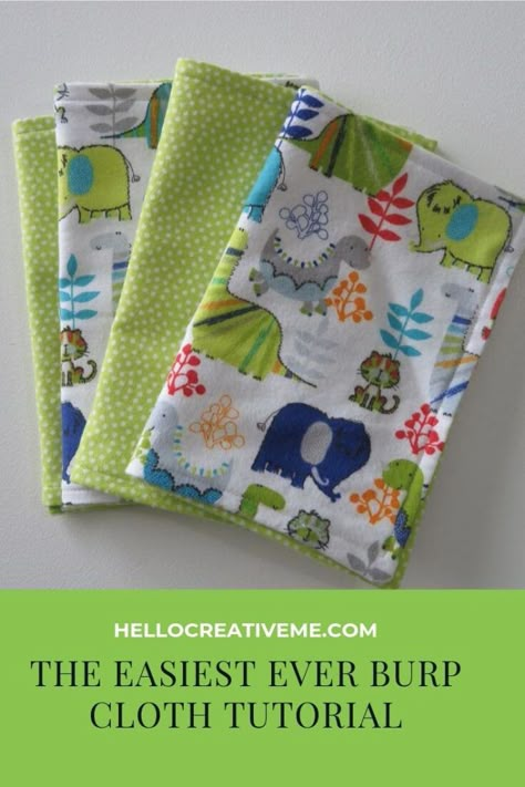 The Easiest Ever Burp Cloth Tutorial - Hello Creative Me Baby Gift Sewing Projects, Flannel Projects, Baby Burp Cloths Diy, Cloth Tutorial, Burp Cloth Tutorial, Quilt Runners, Burp Cloths Diy, Burp Cloth Patterns, Burb Cloth