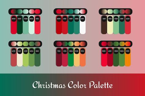 6 different christmas color palettes wit... | Premium Vector #Freepik #vector #pattern #christmas #design #template Retro Christmas Color Palette, Christmas Gradient, Xmas Colors, Xmas Color, Christmas Palette, Christmas Color Palette, Christmas Color, Hex Codes, Rainbow Light