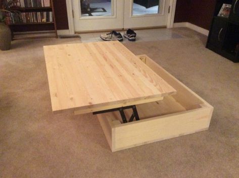 Diy Coffee Table Lift Top, Lift Up Coffee Table Diy, Diy Coffee Table With Drawers, Easy Diy Coffee Table With Storage, Diy Small Coffee Table, Diy Lift Top Coffee Table, West Elm Storage, Diy Storage Coffee Table, Coffee Table Convert To Dining Table